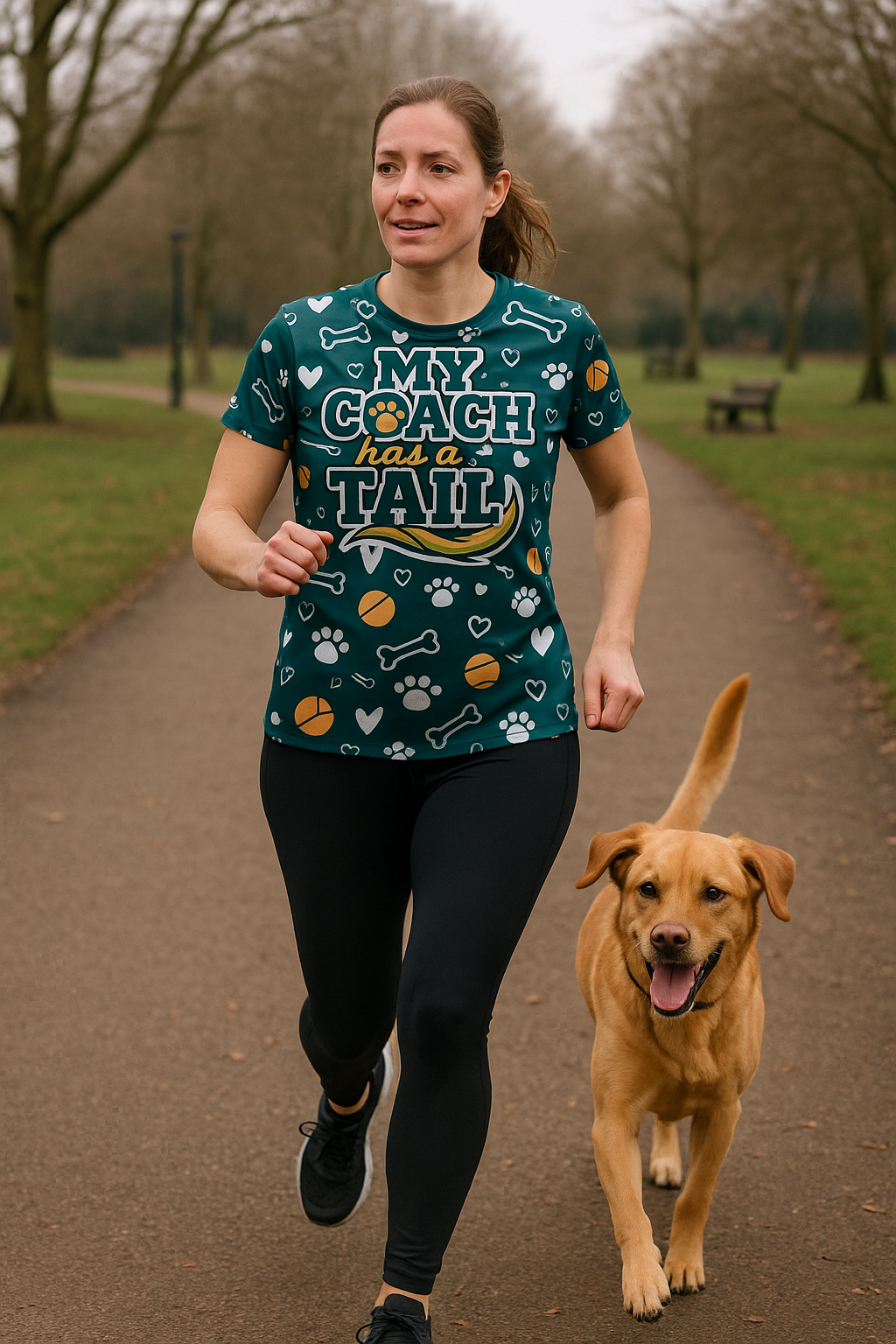 My Coach Has A Tail Dogs Funny Technical Running T-Shirt - Unisex