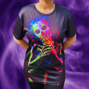 Neon Skeleton Halloween Technical Running T-Shirt - Unisex