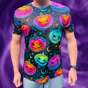 Neon Pumpkin Halloween Technical Running T-Shirt - Unisex