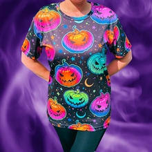 Load image into Gallery viewer, Neon Pumpkin Halloween Technical Running T-Shirt - Unisex
