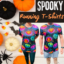 Load image into Gallery viewer, Neon Pumpkin Halloween Technical Running T-Shirt - Unisex
