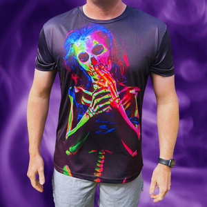 Neon Skeleton Halloween Technical Running T-Shirt - Unisex