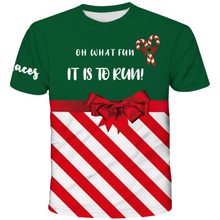 Load image into Gallery viewer, Candy Cane Oh What Fun It Is To Run Christmas Technical T-Shirt - Unisex

