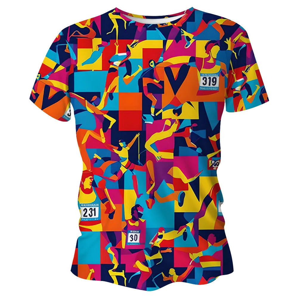 Marathon Pop Art Funky Technical Running T-Shirt - Unisex