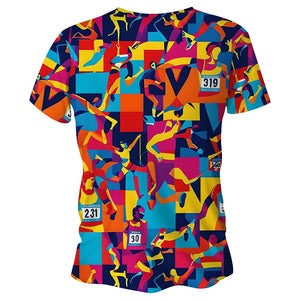 Marathon Pop Art Funky Technical Running T-Shirt - Unisex