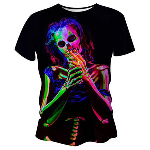 Neon Skeleton Halloween Technical Running T-Shirt - Unisex