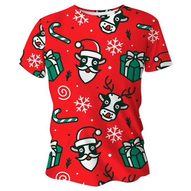 Festive Cow Christmas Technical Running T-Shirt - Unisex