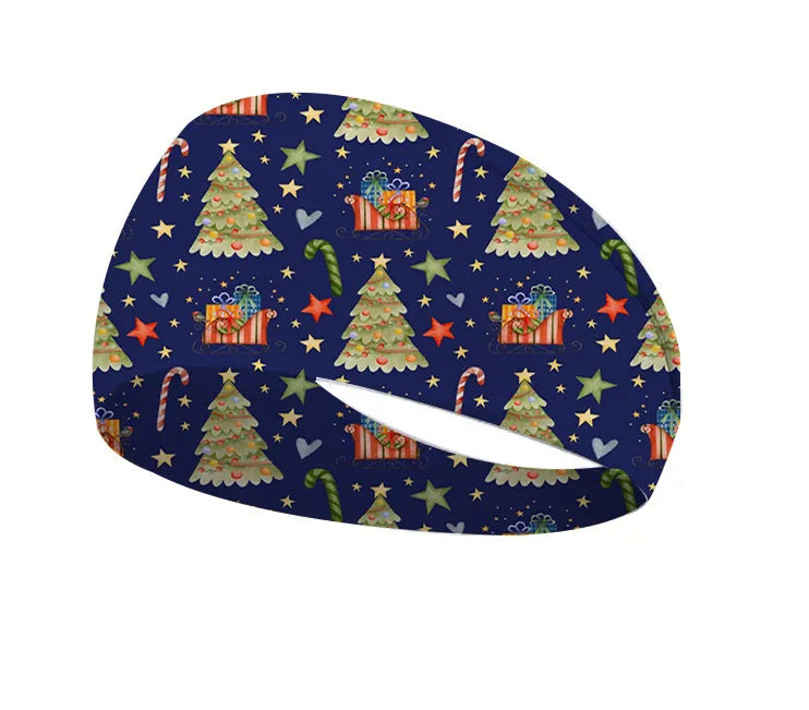 Navy Christmas Tree Active Running Headband