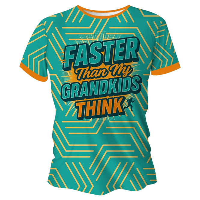 Faster Than Grandkids Funny Technical Running T-Shirt - Unisex
