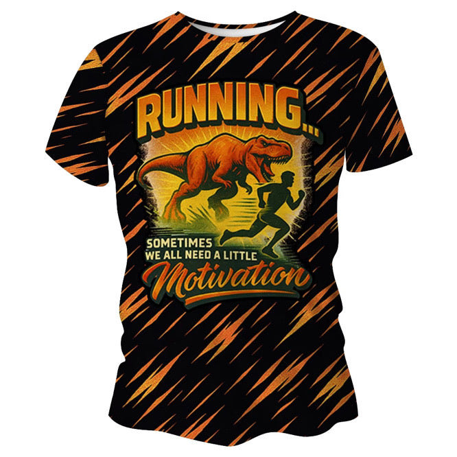 Need A Little Motivation Dinosaur Funny Technical Running T-Shirt - Unisex