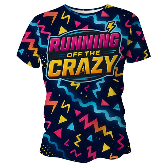 Running Off The Crazy Funny Technical Running T-Shirt - Unisex
