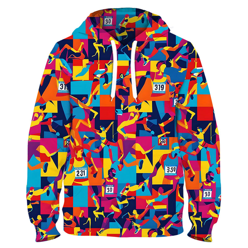 Marathon Pop Art Funky Technical Sports Running Hoodie - Unisex
