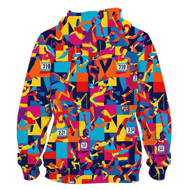 Marathon Pop Art Funky Technical Sports Running Hoodie - Unisex