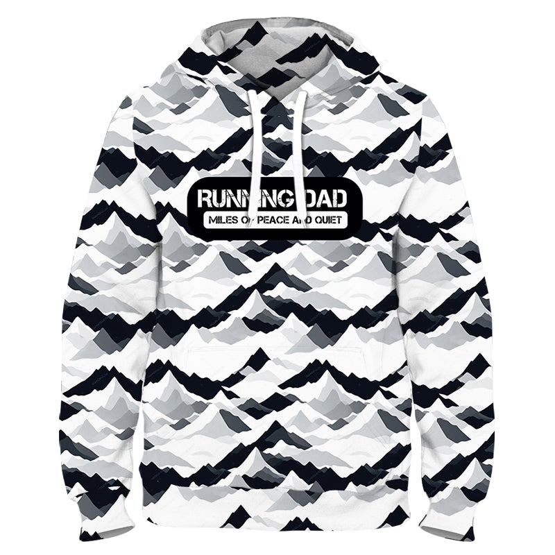 Running Dad Miles Of Peace Funny Funky Technical Sports Running Hoodie