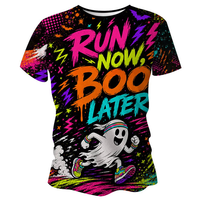 Run Now Boo Later Halloween Funny Technical Running T-Shirt - Unisex
