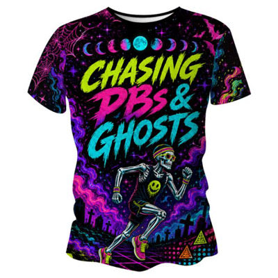 Chasing PB’s and Ghosts Halloween Funny Technical Running T-Shirt - Unisex
