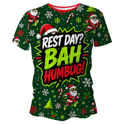Rest Day? Bah Humbug Funny Christmas Technical Running T-Shirt - Unisex