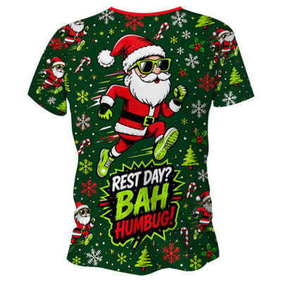 Rest Day? Bah Humbug Funny Christmas Technical Running T-Shirt - Unisex