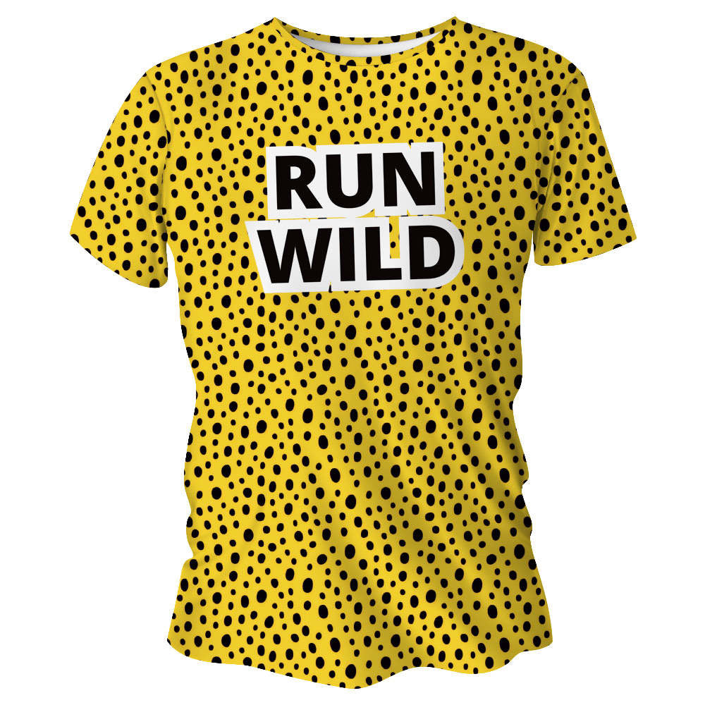 Run Wild Leopard Print Funky Technical Running T-Shirt - Unisex