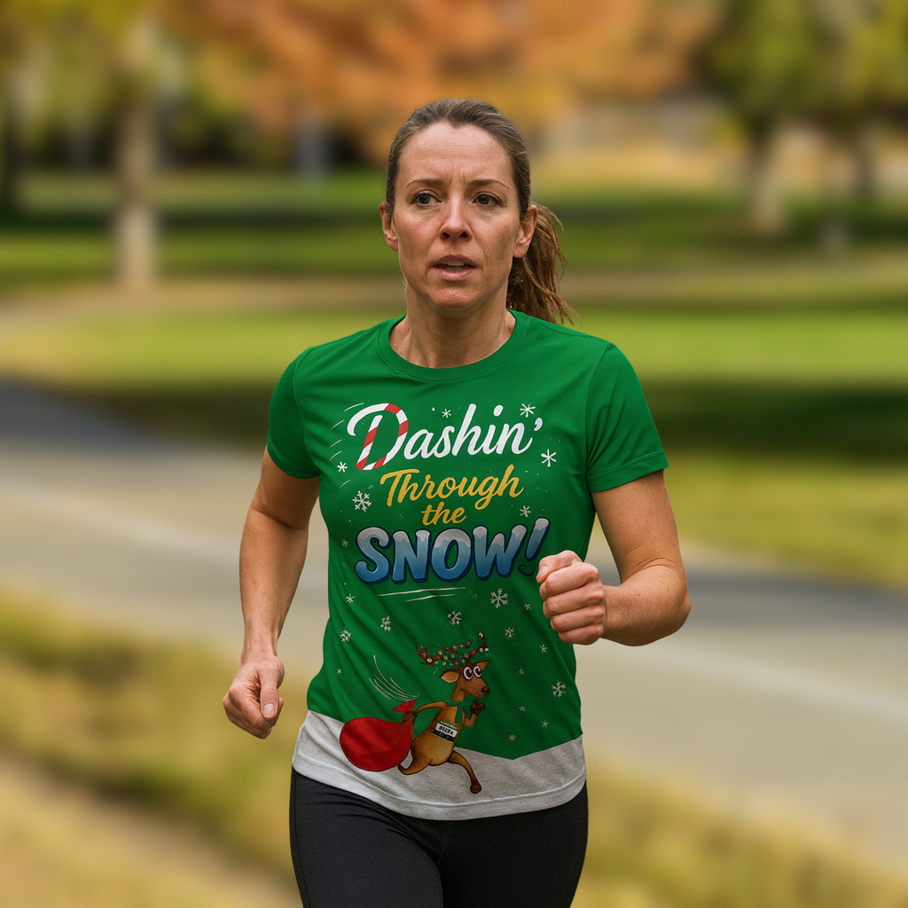 Dashin Through The Snow Christmas Technical Running T-Shirt - Unisex