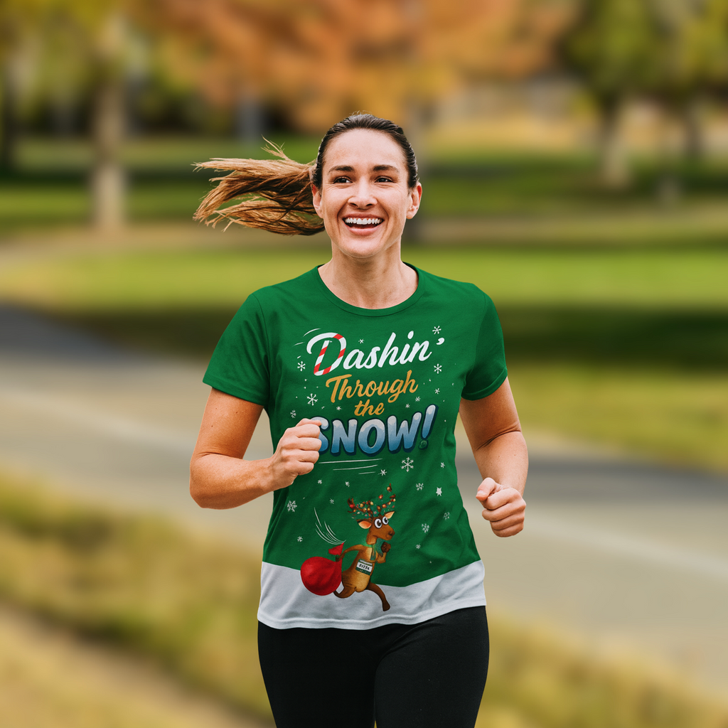 Dashin Through The Snow Christmas Technical Running T-Shirt - Unisex