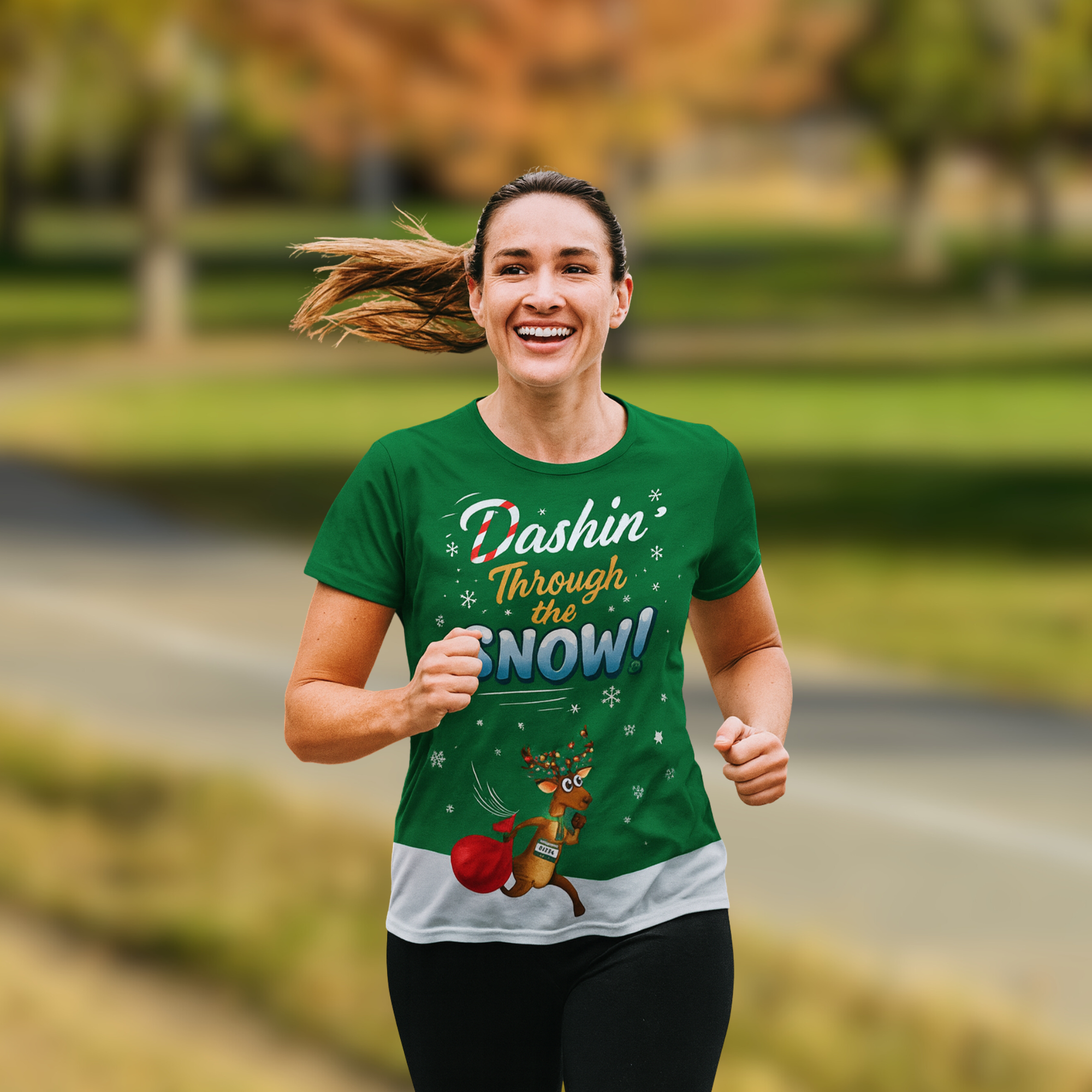 Dashin Through The Snow Christmas Technical Running T-Shirt - Unisex