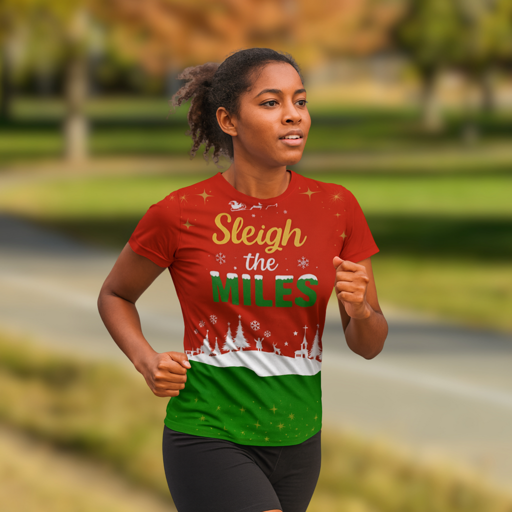 Sleigh The Miles Christmas Technical Running T-Shirt - Unisex