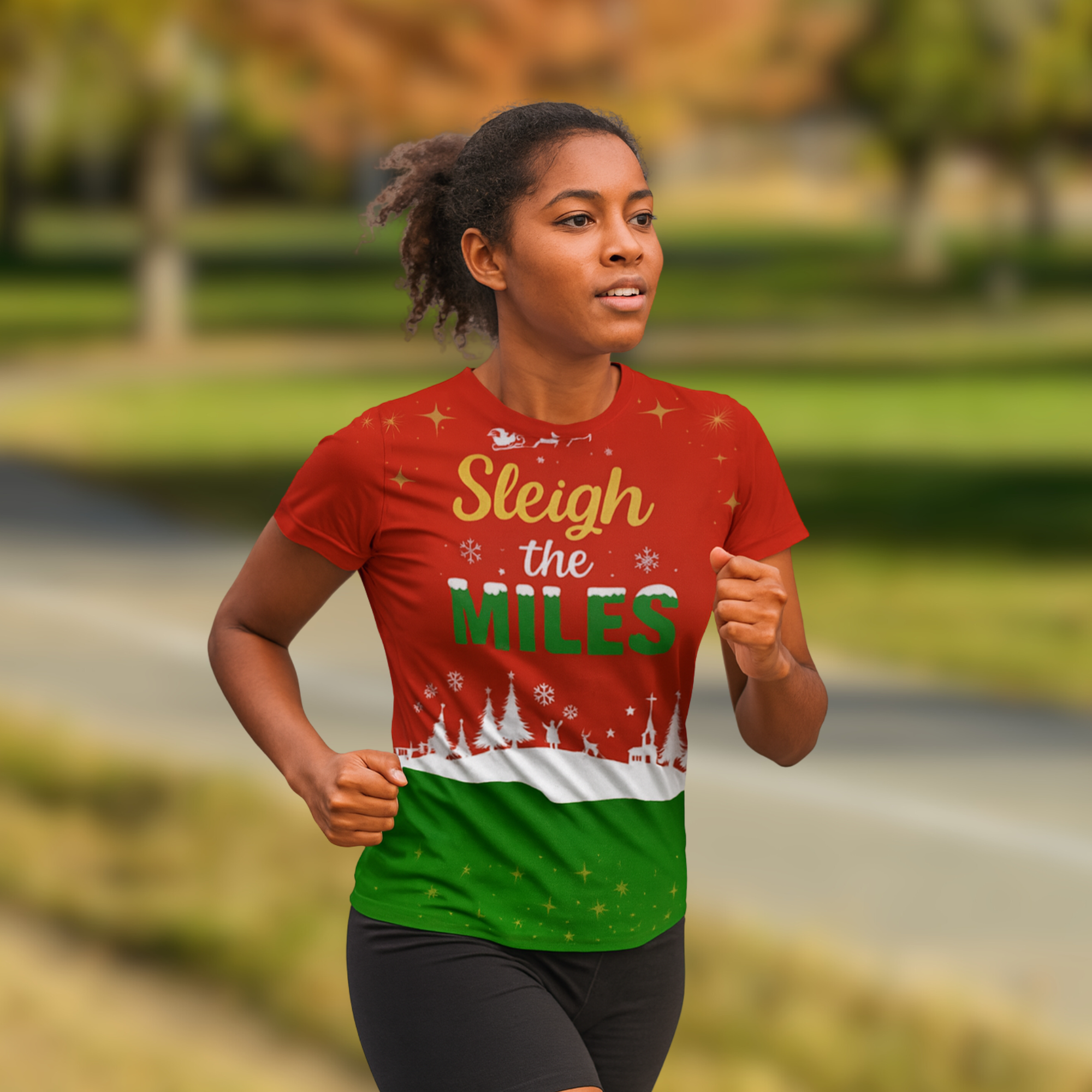 Sleigh The Miles Christmas Technical Running T-Shirt - Unisex