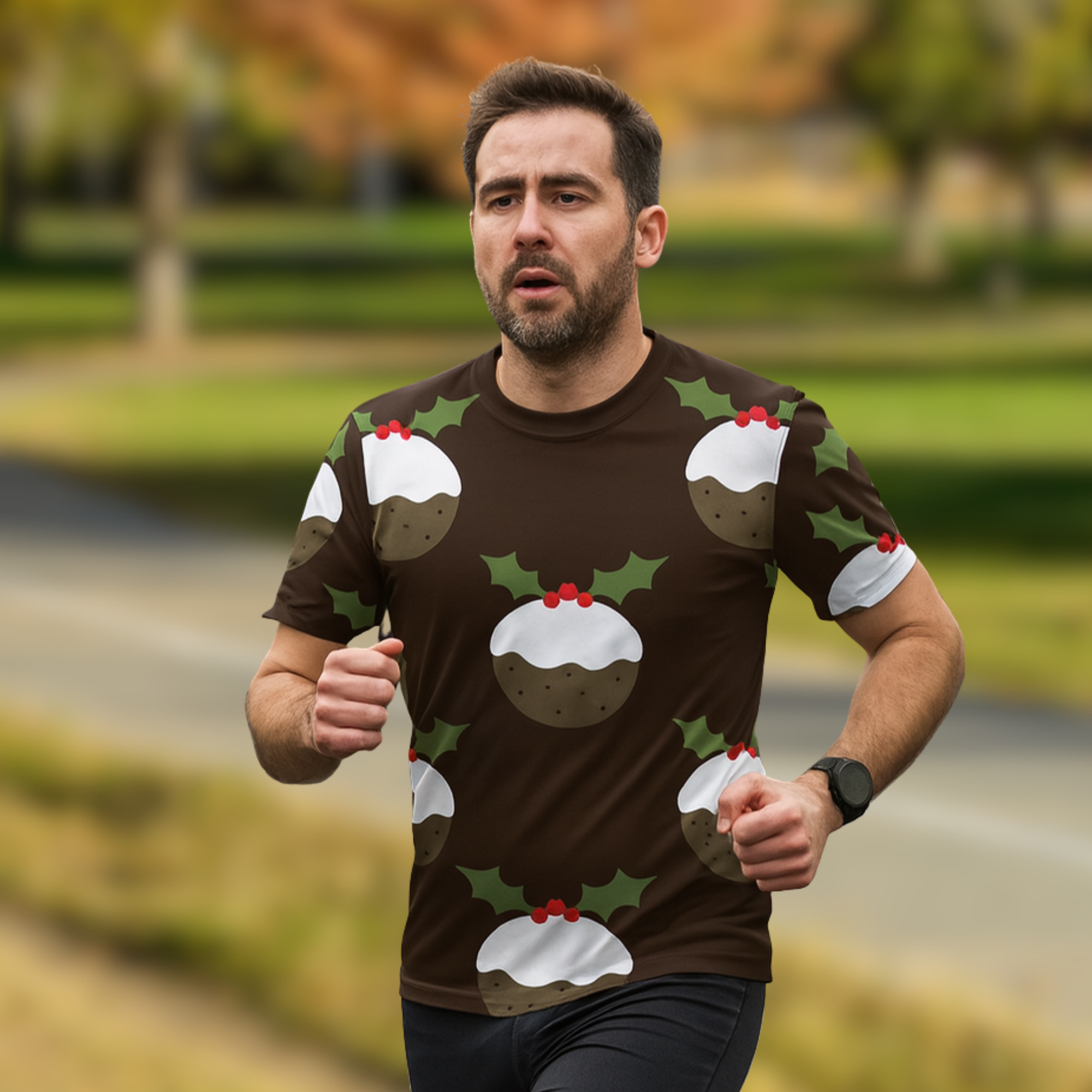 Pudding Pattern Christmas Technical T-Shirt - Unisex