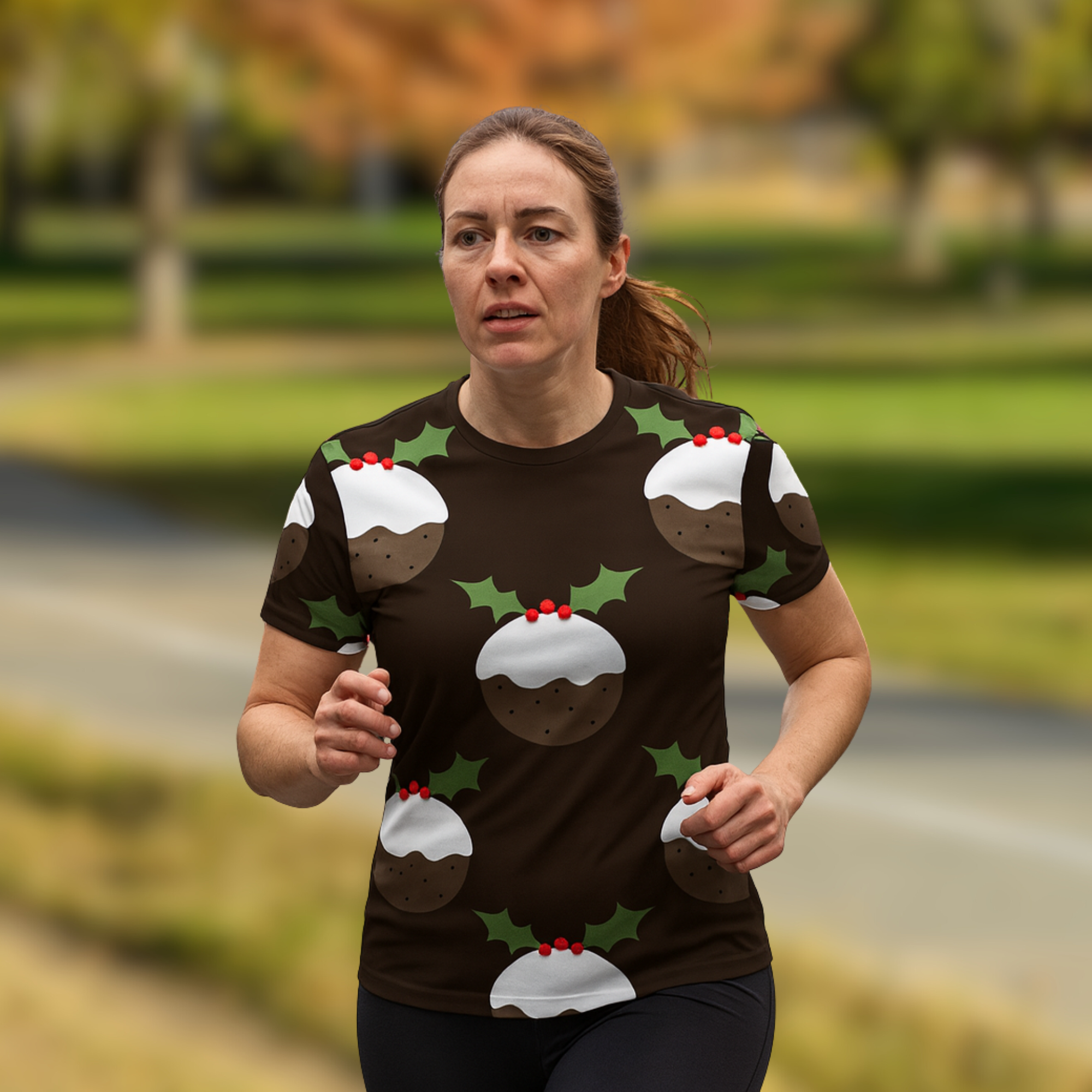 Pudding Pattern Christmas Technical T-Shirt - Unisex