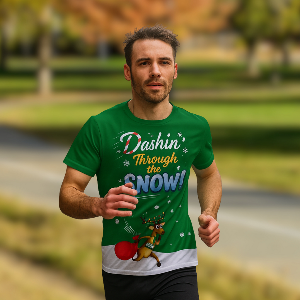 Dashin Through The Snow Christmas Technical Running T-Shirt - Unisex