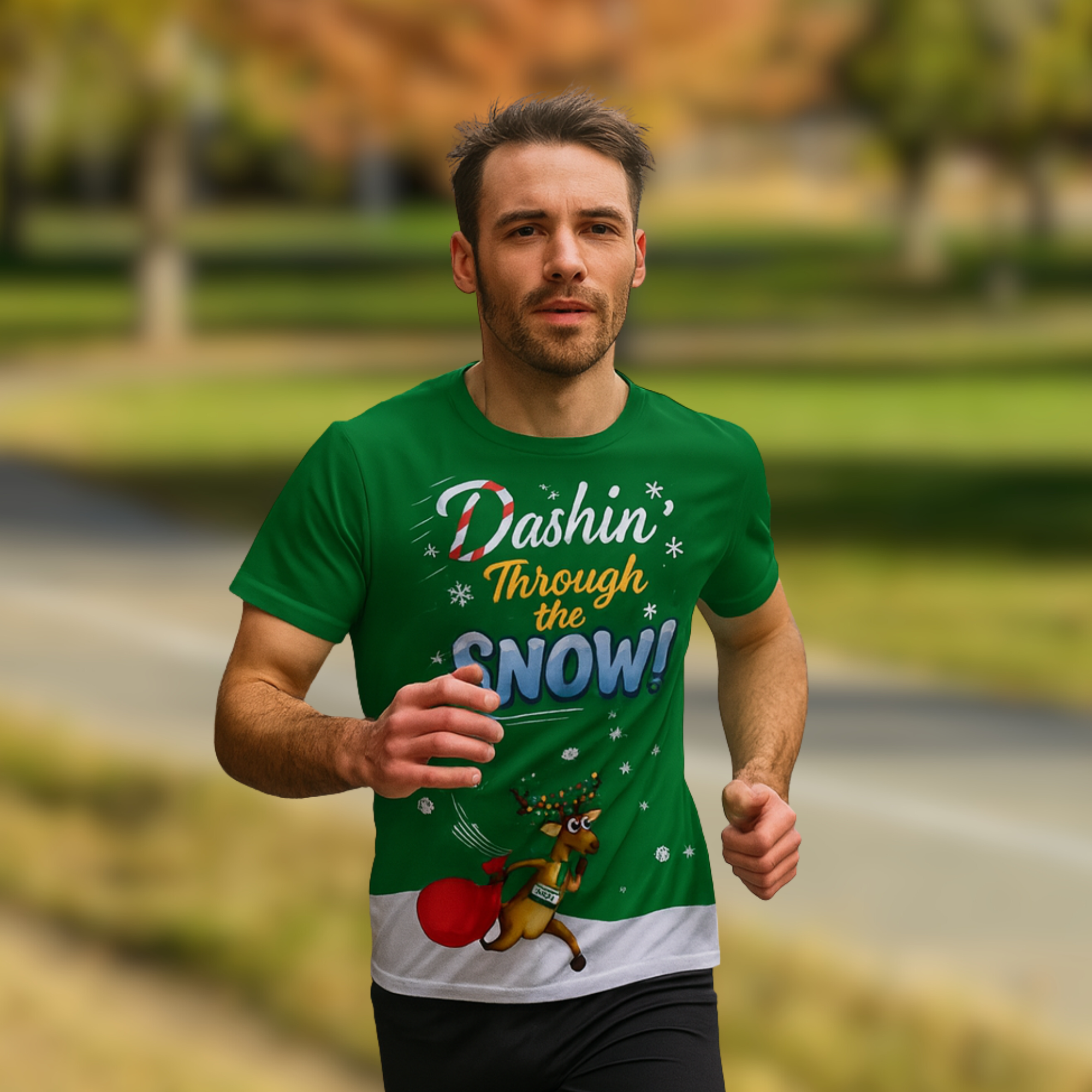 Dashin Through The Snow Christmas Technical Running T-Shirt - Unisex