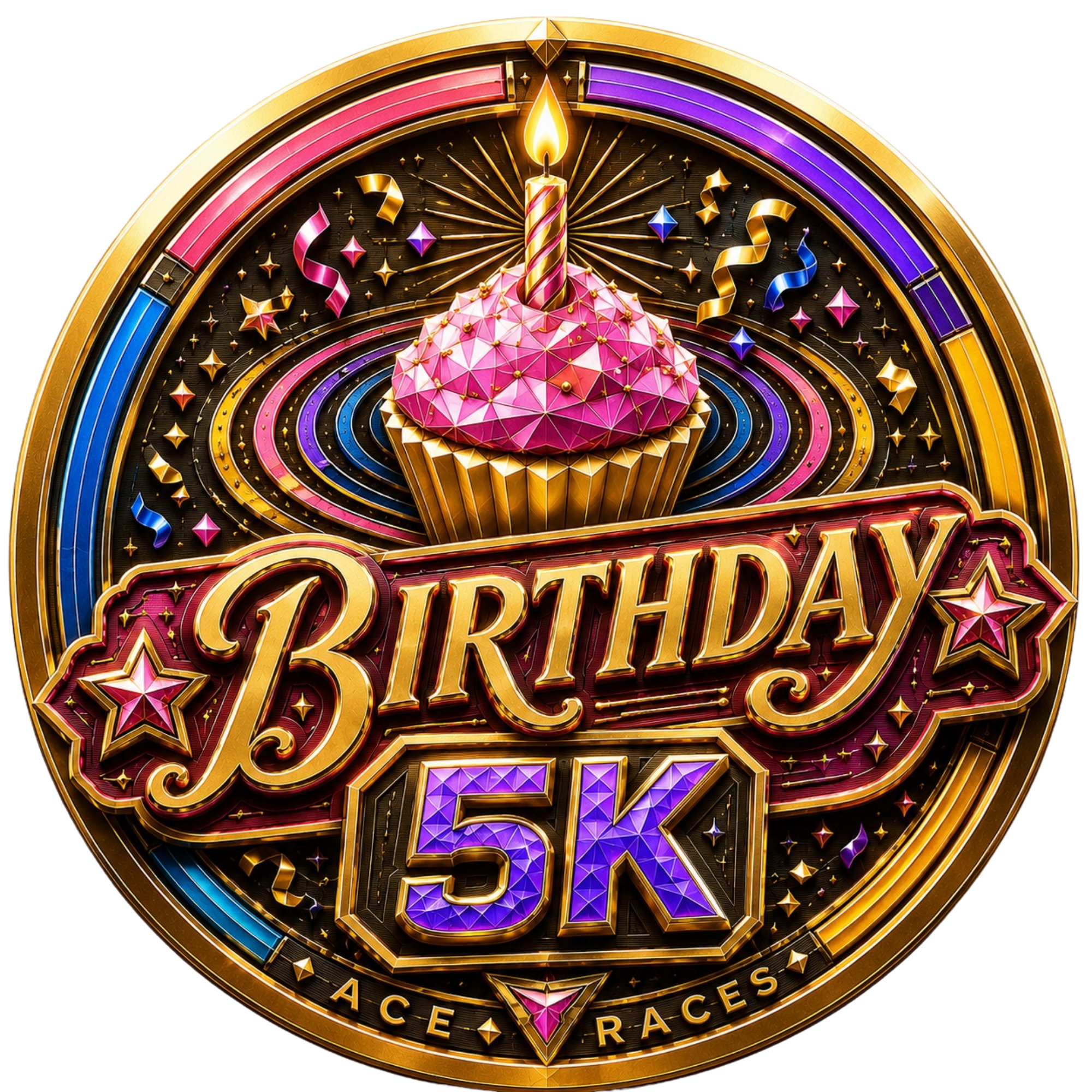 Birthday 5K transparent digital challenge badge