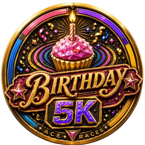 Birthday 5K transparent digital challenge badge