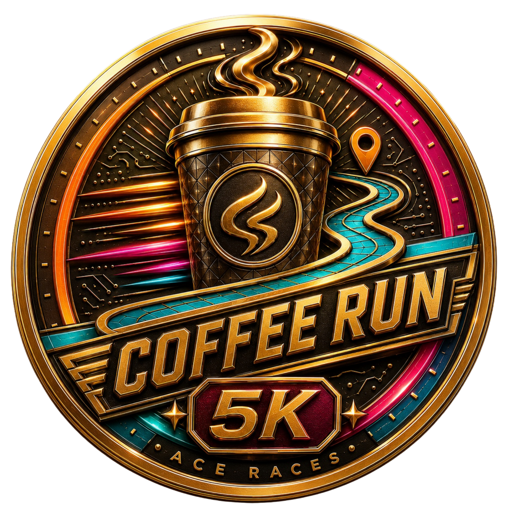 Coffee Run 5K transparent digital challenge badge