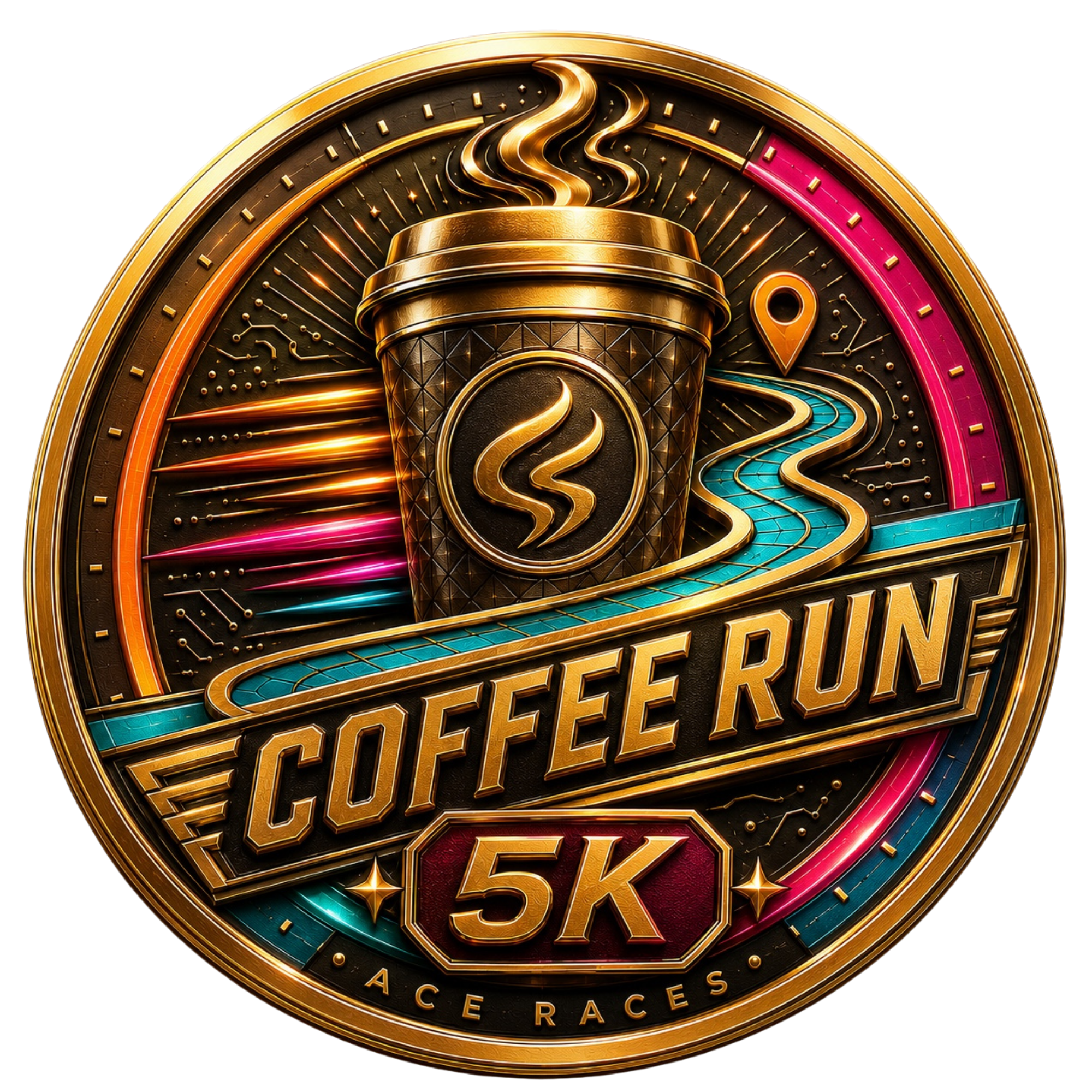 Coffee Run 5K transparent digital challenge badge