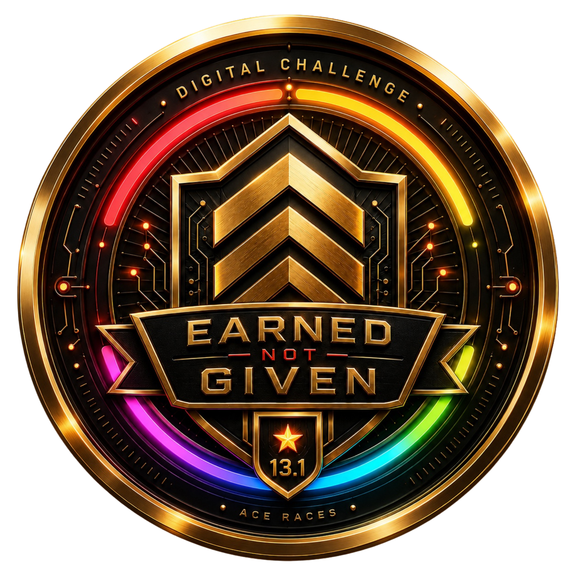 Earned Not Given 13.1 transparent digital challenge badge