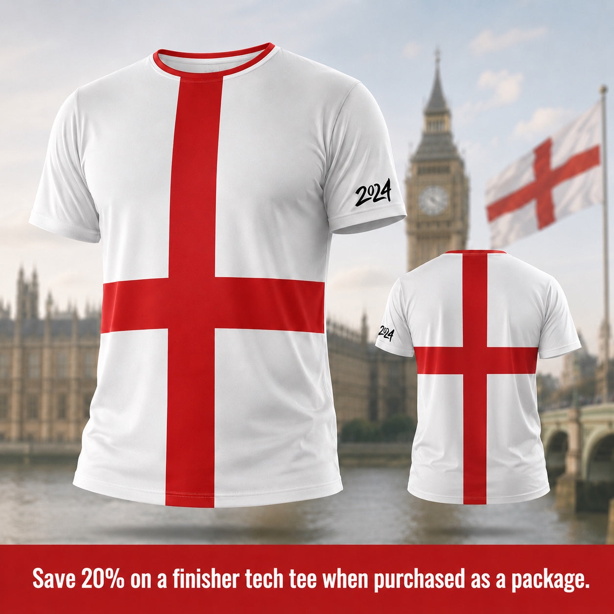 Adult England Football 2024 Supporter Tech Finisher T-Shirt lifestyle image