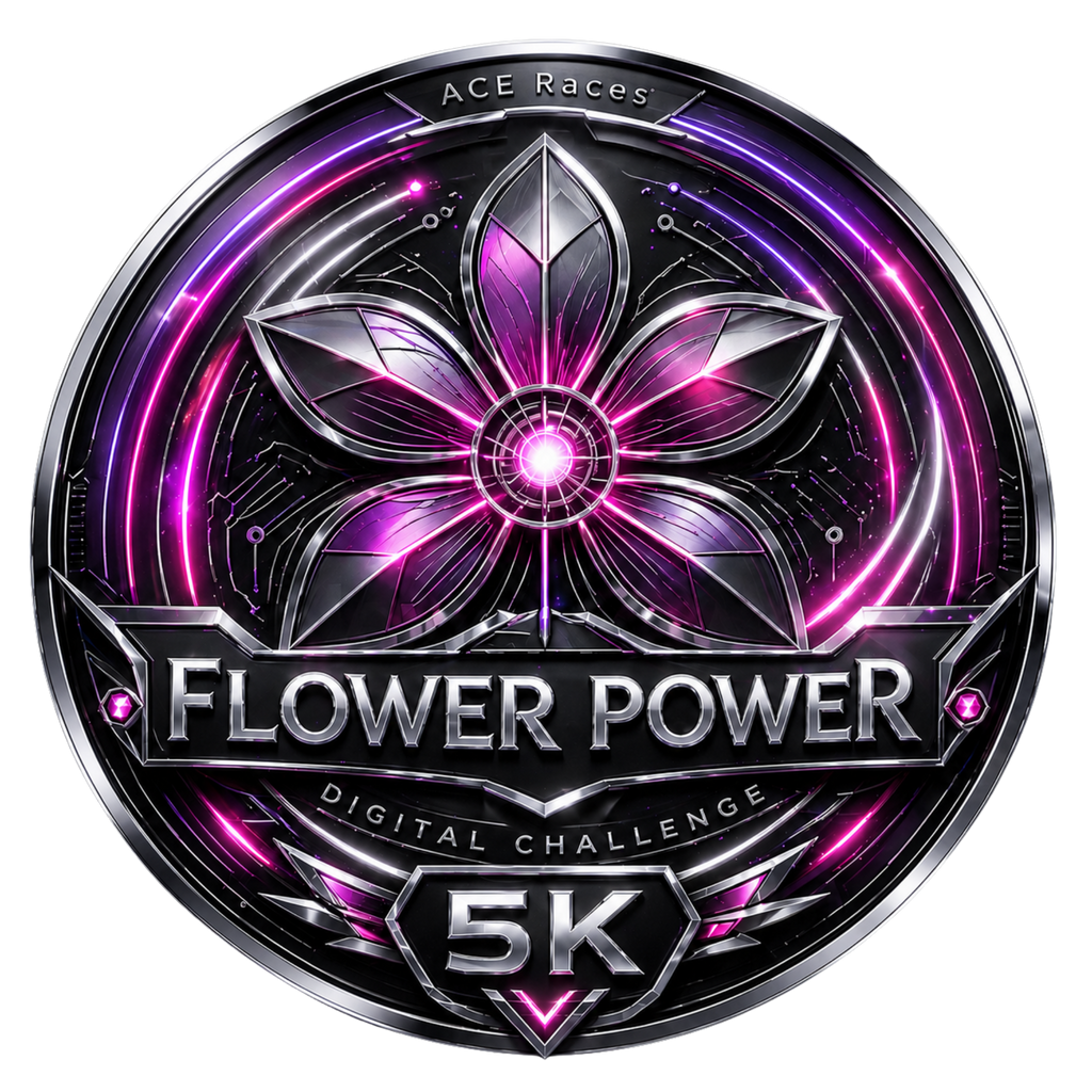 Flower Power 5KM transparent digital challenge badge