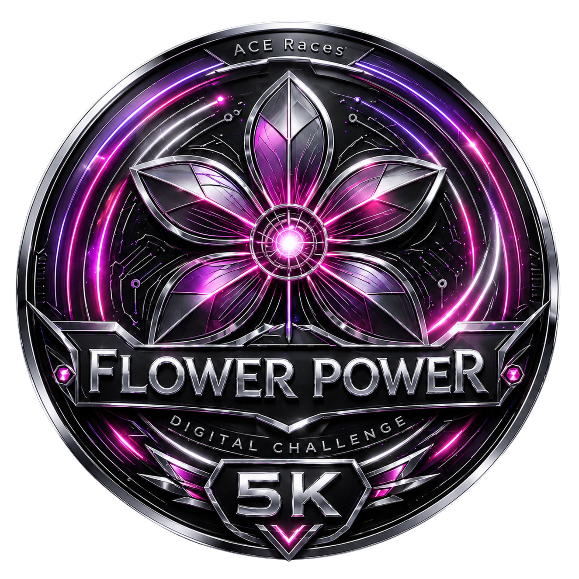 Flower Power 5KM transparent digital challenge badge