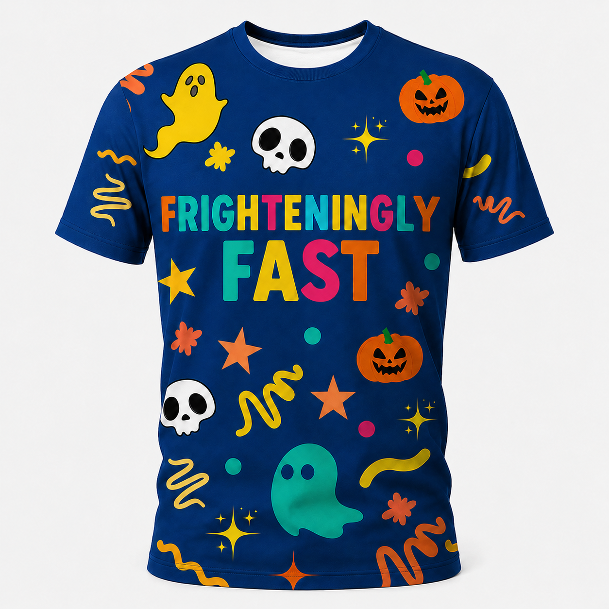 Frighteningly Fast Halloween technical running T-shirt front product image