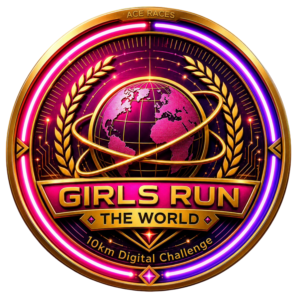 Girls Run The World 10km transparent digital challenge badge