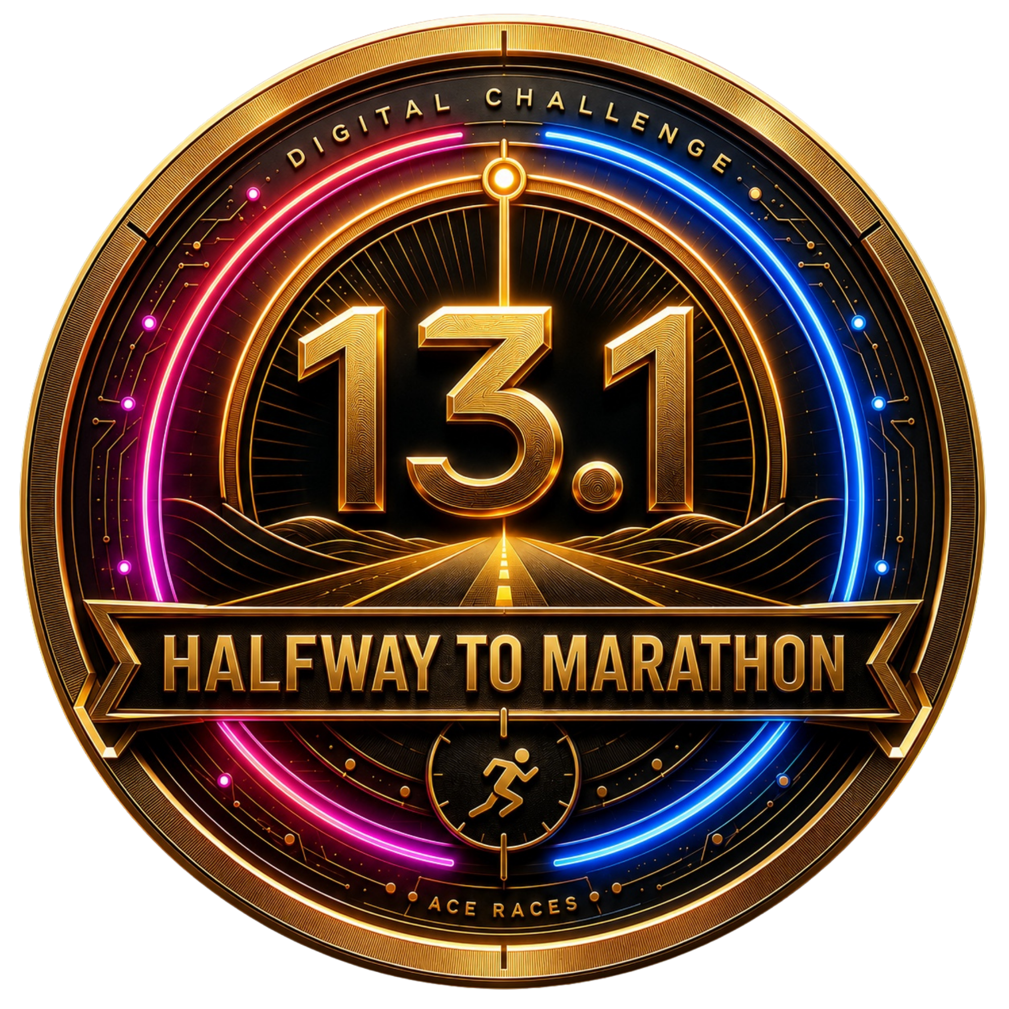 Halfway to Marathon 13.1 transparent digital challenge badge
