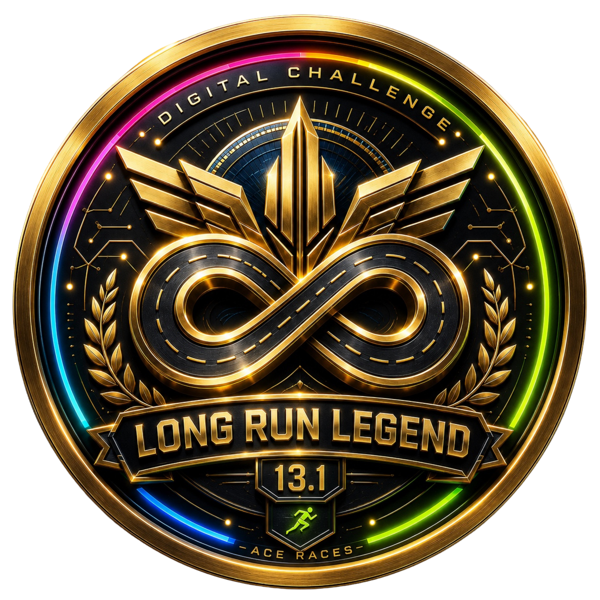Long Run Legend 13.1 transparent digital challenge badge