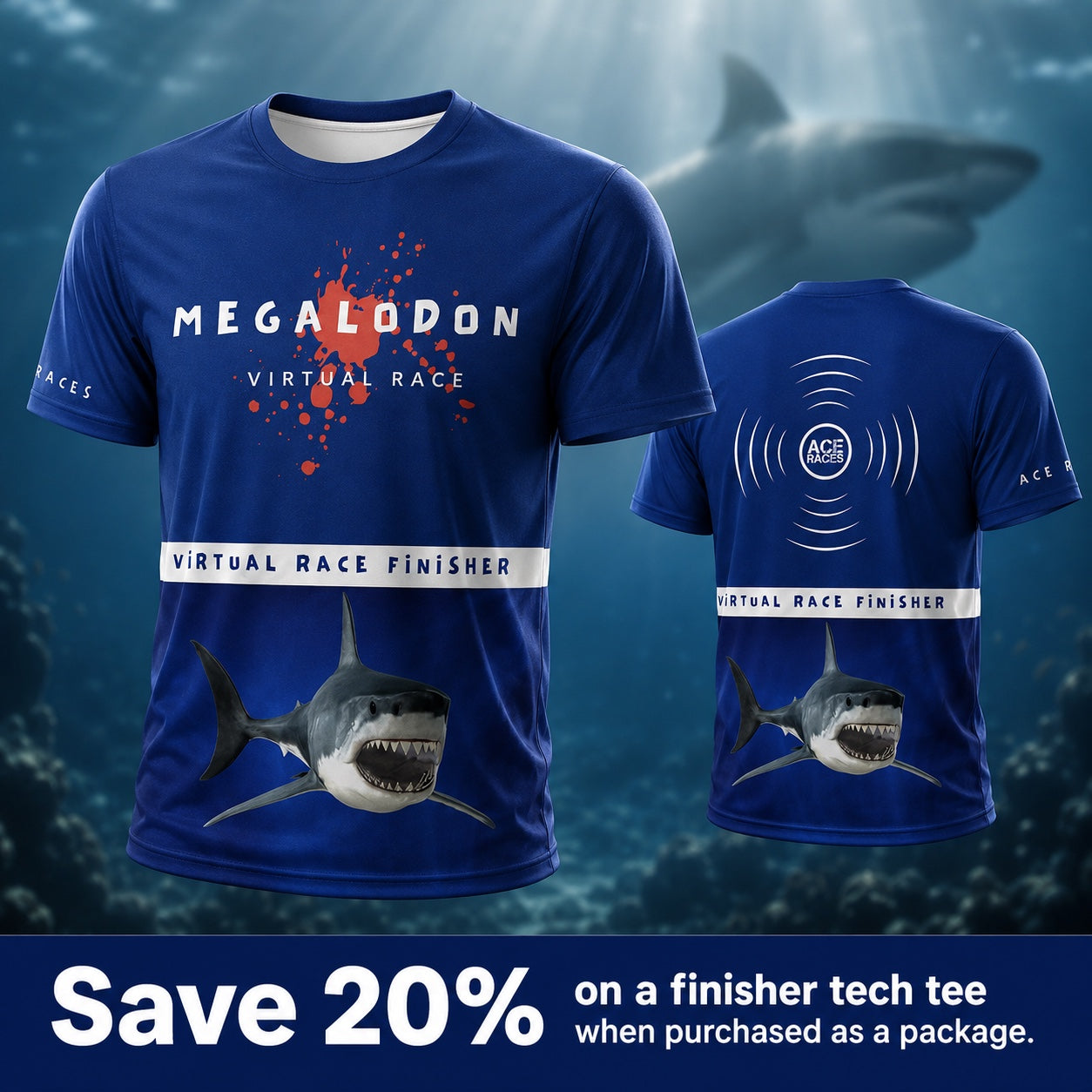 Megalodon Virtual Race Finisher T-Shirt lifestyle image