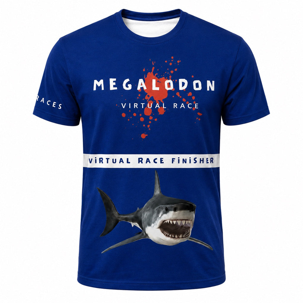 Megalodon Virtual Race Finisher T-Shirt single front image