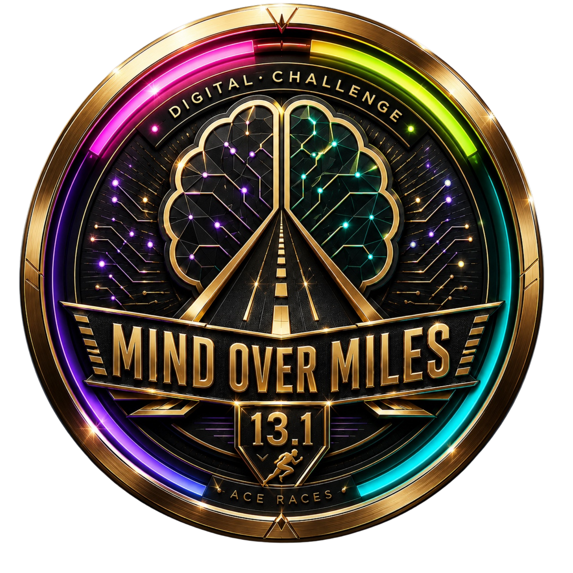 Mind Over Miles 13.1 transparent digital challenge badge