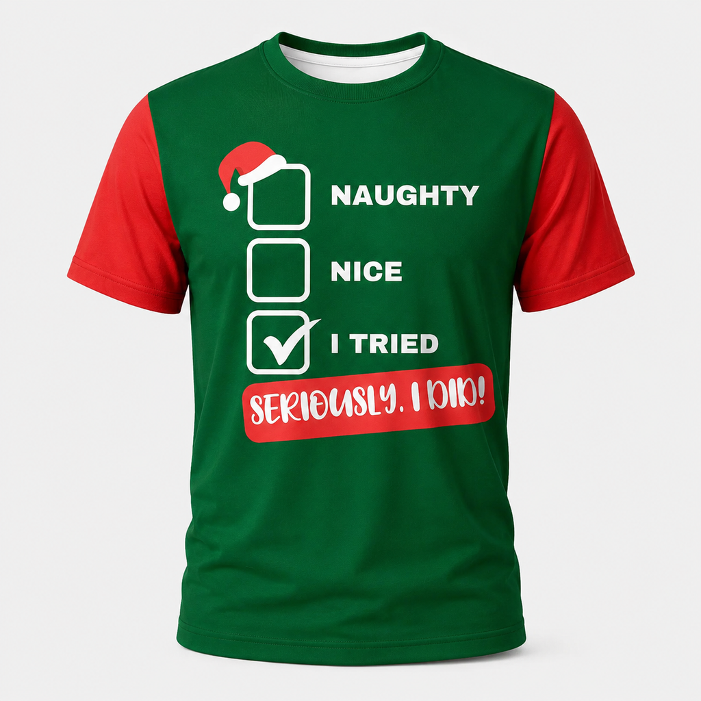 Naughty List Funny Christmas technical running T-shirt front product image