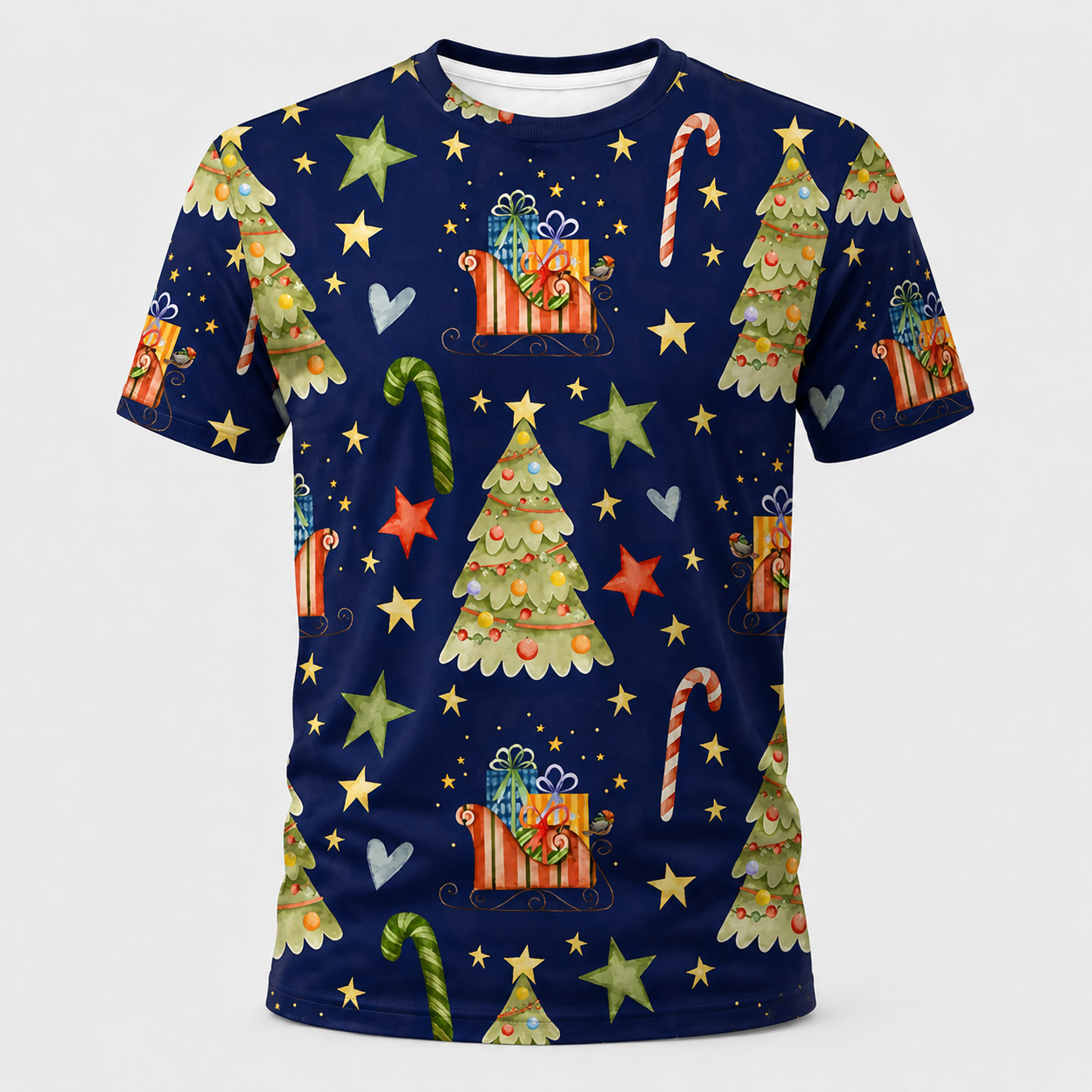 Navy Christmas Tree technical running T-shirt front product image