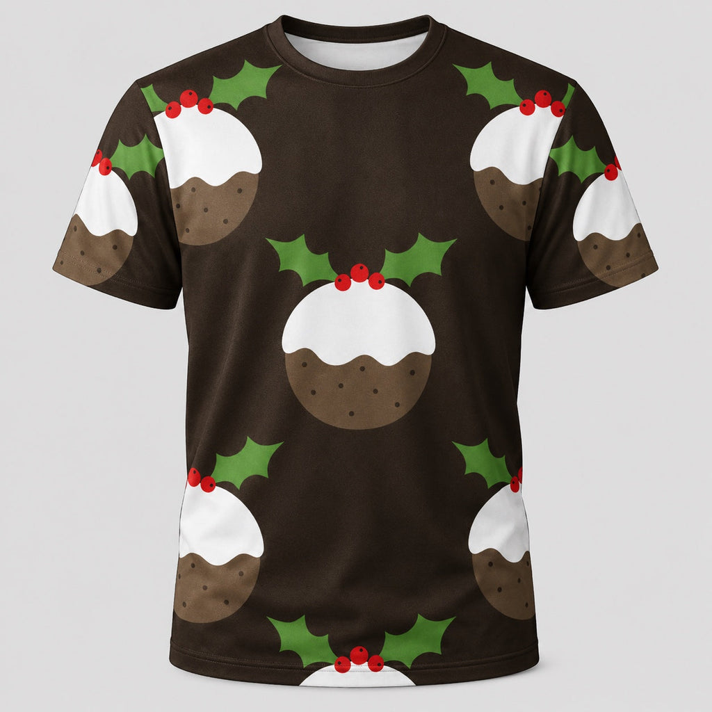 Pudding Pattern Christmas Technical T-Shirt - Unisex front product image